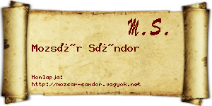 Mozsár Sándor névjegykártya